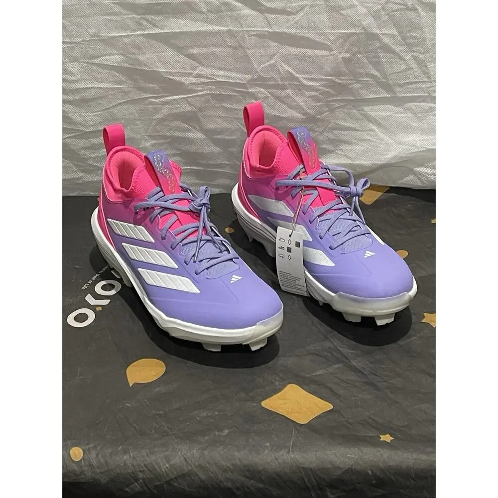 New Men’s 10.5 Adidas Adizero TPU Candy Pink White Purple Baseball Cleats JR7828